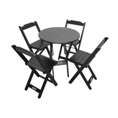 Jogo de Mesa com Cadeiras em Madeira 4 Cadeiras e 1 Mesa 70X70