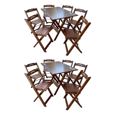 Conjunto Mesa Dobrável Madeira 110x70 Com 6 Cadeiras Personalizada Jack  Imbuia - Tarimatã