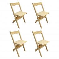 Kit 4 Cadeiras Dobraveis Madeira Padrão Sem Pintura Crua - Tarimatã