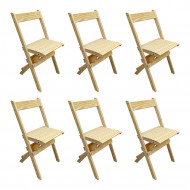 Kit 6 Cadeiras Dobraveis Madeira Padrão Sem Pintura Crua - Tarimatã