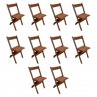 Kit 10 Cadeiras Dobraveis Madeira Padrão Rústica - Tarimatã(100)