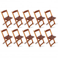 Kit 10 Cadeiras Dobrável Madeira Padrão Imbuia - Tarimatã