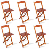 Kit 6 Cadeiras Bistrô Dobrável Madeira Padrão Imbuia - Tarimatã