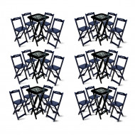 Kit 6 Conjuntos De Mesa Bistrô Dobrável Jack Daniel'S Com 4 Banquetas De Madeira Preta