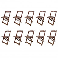 Kit 10 Cadeiras Dobráveis Madeira Personalizada Hei Imbuia - Tarimatã
