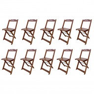 Kit 10 Cadeiras Dobráveis Madeira Personalizada Jack Imbuia - Tarimatã