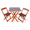 Jogo De Mesa Com 2 Cadeiras Dobravel 70x70 Para Bar E Restaurante - Imbuia - 1