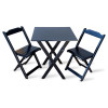 Jogo De Mesa Com 2 Cadeiras Dobravel 70x70 Para Area Gourmet - Preto - 1