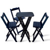 Conjunto De Bistro Com 3 Cadeiras Dobravel Para Area Gourmet - Preto - 1